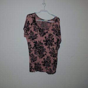 Pink with black blouse